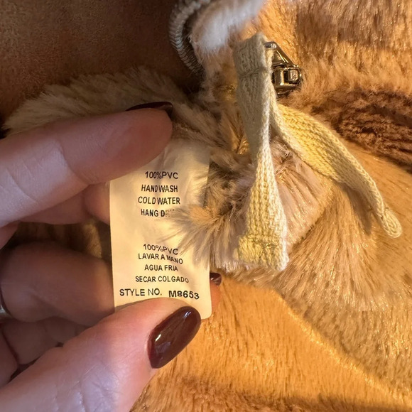 Monoreno Faux Fur Suede Women’s Tan Jacket Fleece Lined Zipper Sz L - Picture 7 of 11
